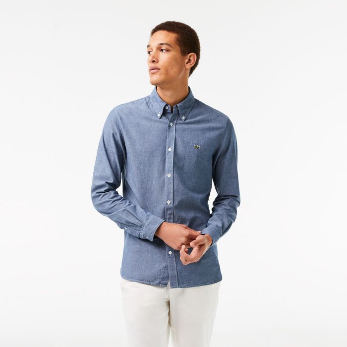 Εικόνα της Ανδρικό Cotton Chambray Πουκάμισο Slim Fit 