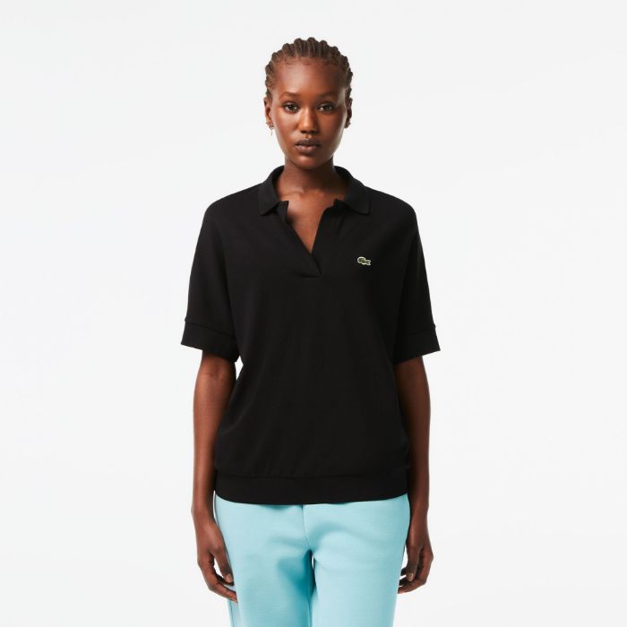 Εικόνα της Γυναικεία Flowy Piqué Polo Μπλούζα Loose Fit