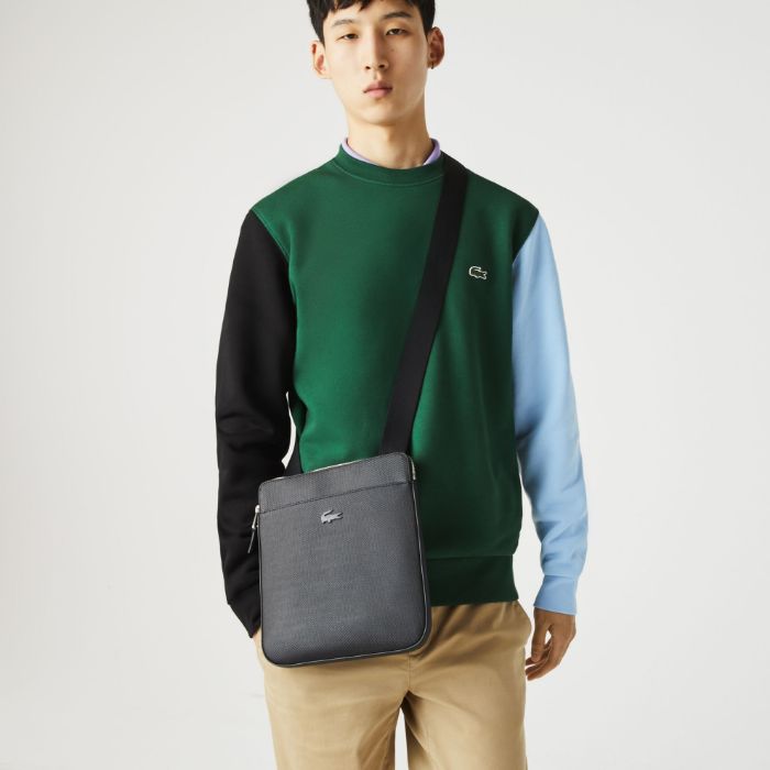 Εικόνα της Ανδρική Chantaco Matte Piqué Δερμάτινη Flat Zip Τσάντα