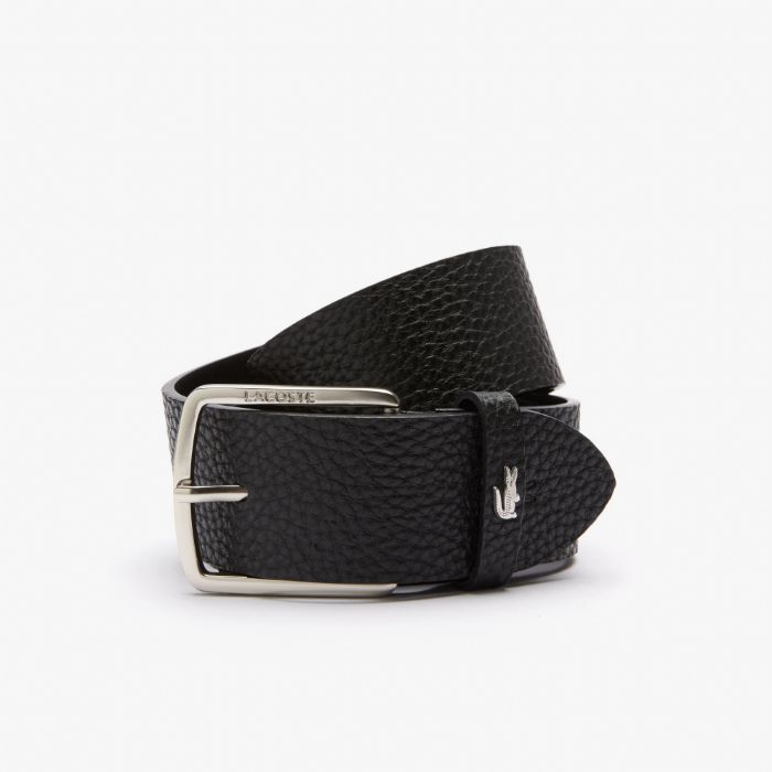 Εικόνα της Ανδρική Engraved Square Buckle Grained Δερμάτινη Ζώνη