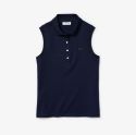 Γυναικεία Αμάνικη Cotton Piqué Polo Μπλούζα Slim Fit