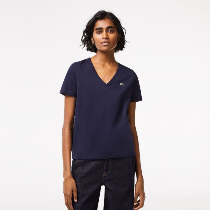 Εικόνα της Γυναικείο Βαμβακερό T-shirt V-neck Loose Fit