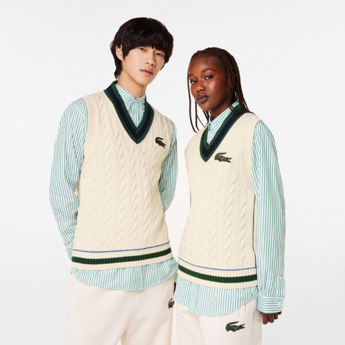 Εικόνα της Unisex Cable Knit Αμάνικο Πουλόβερ από Οργανικό Βαμβάκι