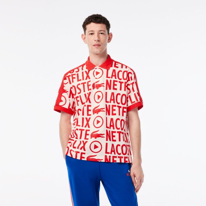 Εικόνα της Ανδρική Lacoste x Netflix Print Polo Μπλούζα Loose Fit