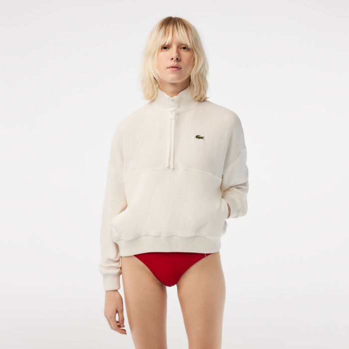 Εικόνα της Γυναικείο Oversize High Neck Fleece Φούτερ με Φερμουάρ