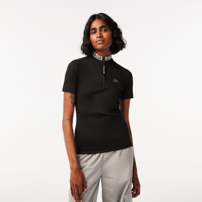 Εικόνα της Γυναικεία Jacquard Zip Polo Μπλούζα