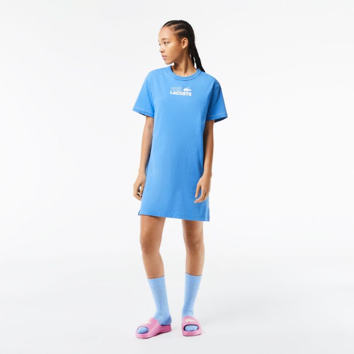 Εικόνα της Γυναικείο Lacoste Print Βαμβακερό T-shirt Φόρεμα
