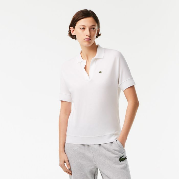 Εικόνα της Γυναικεία Flowy Piqué Polo Μπλούζα Loose Fit