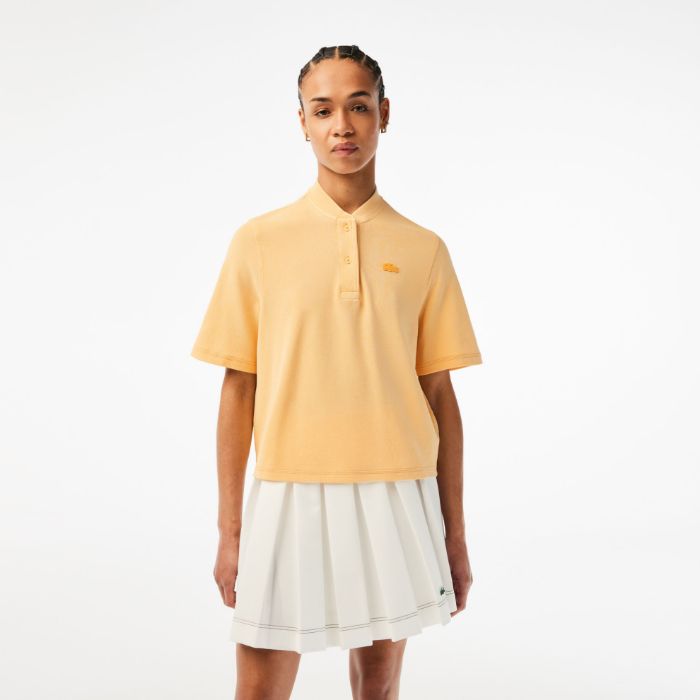 Εικόνα της Γυναικείο Tunisian Neck T-shirt από Βαμβακερό Piqué