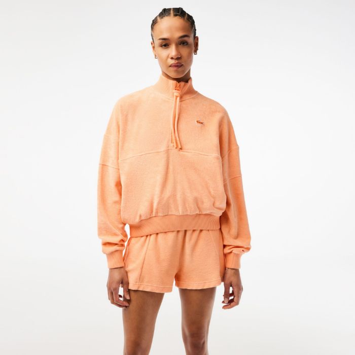 Εικόνα της Γυναικείο Oversize High Neck Fleece Φούτερ με Φερμουάρ