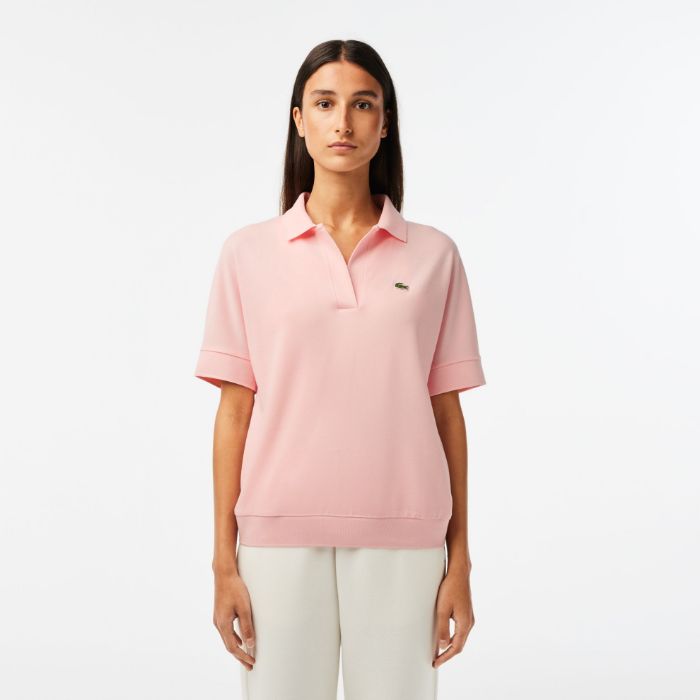 Εικόνα της Γυναικεία Flowy Piqué Polo Μπλούζα Loose Fit